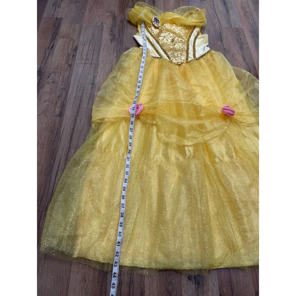 Disney Princess Belle Costume Dress Girls Size M 8-10 Yellow Beauty and the Beas